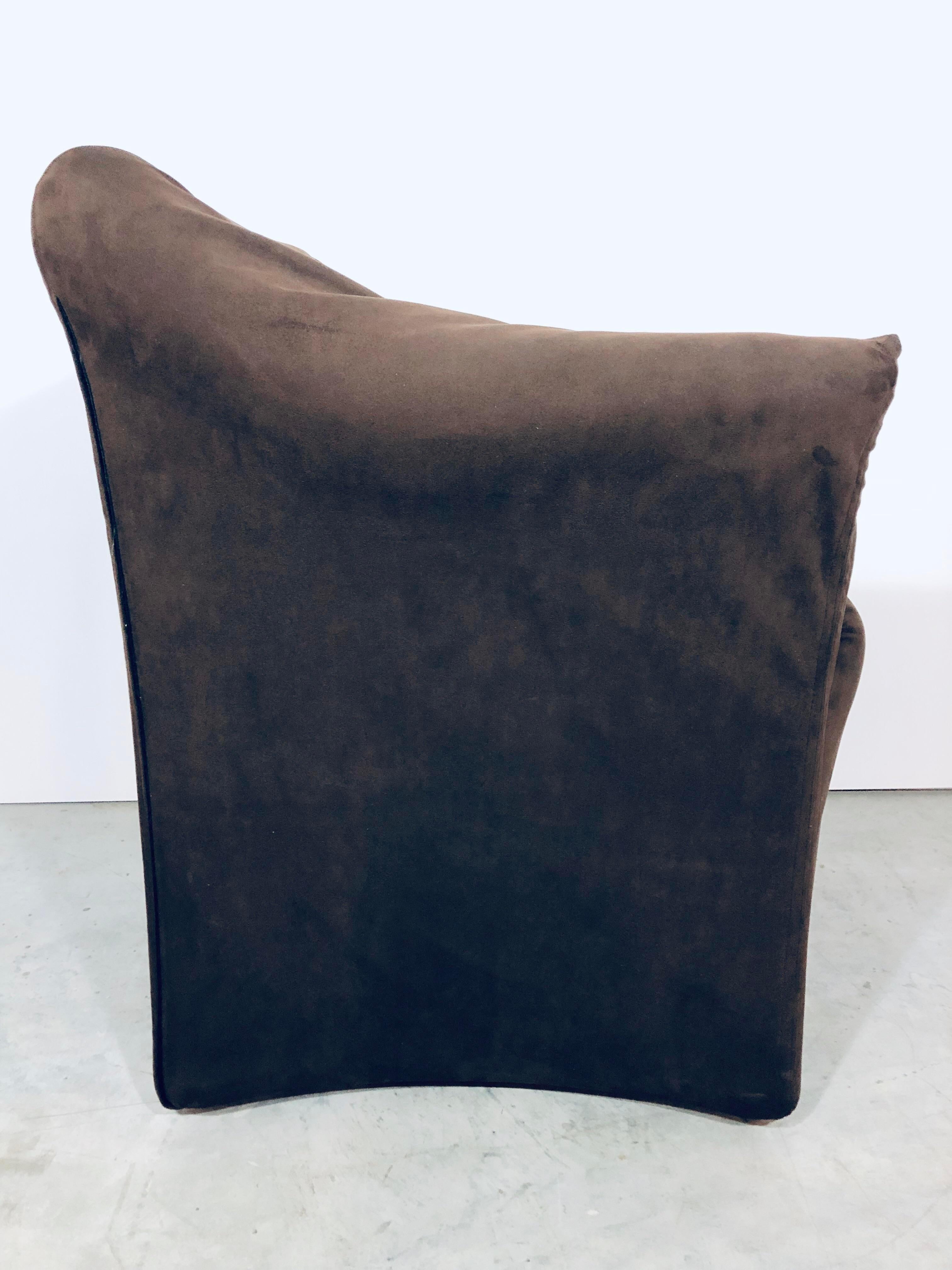 Late 20th Century Mario Bellini Brown Ultra Suede “Tentazione” Chair for Cassina, Italy, 1970s