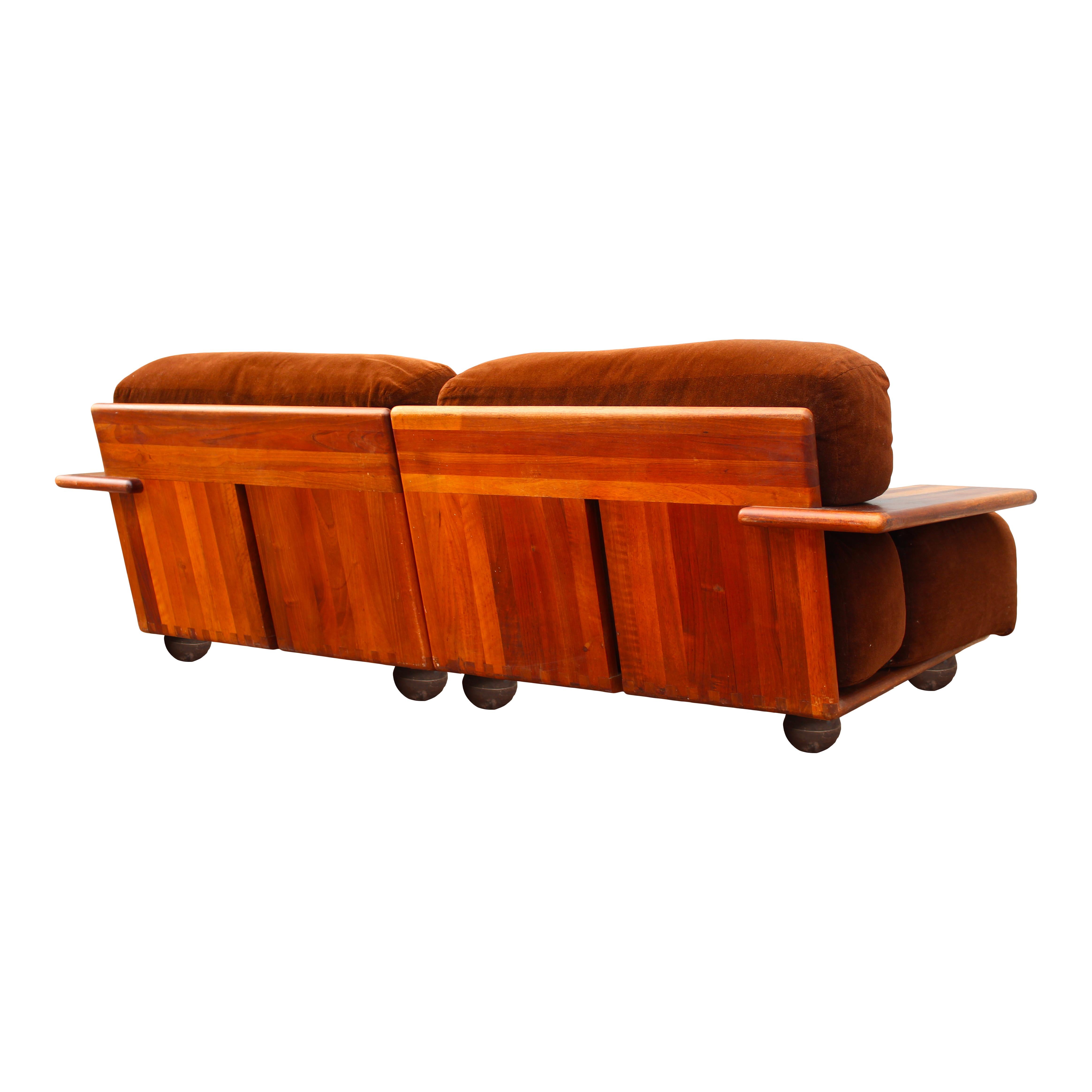 Mario Bellini Divano modulare in velluto marrone Pianura per Cassina, 1970, Set di 3 in vendita 4