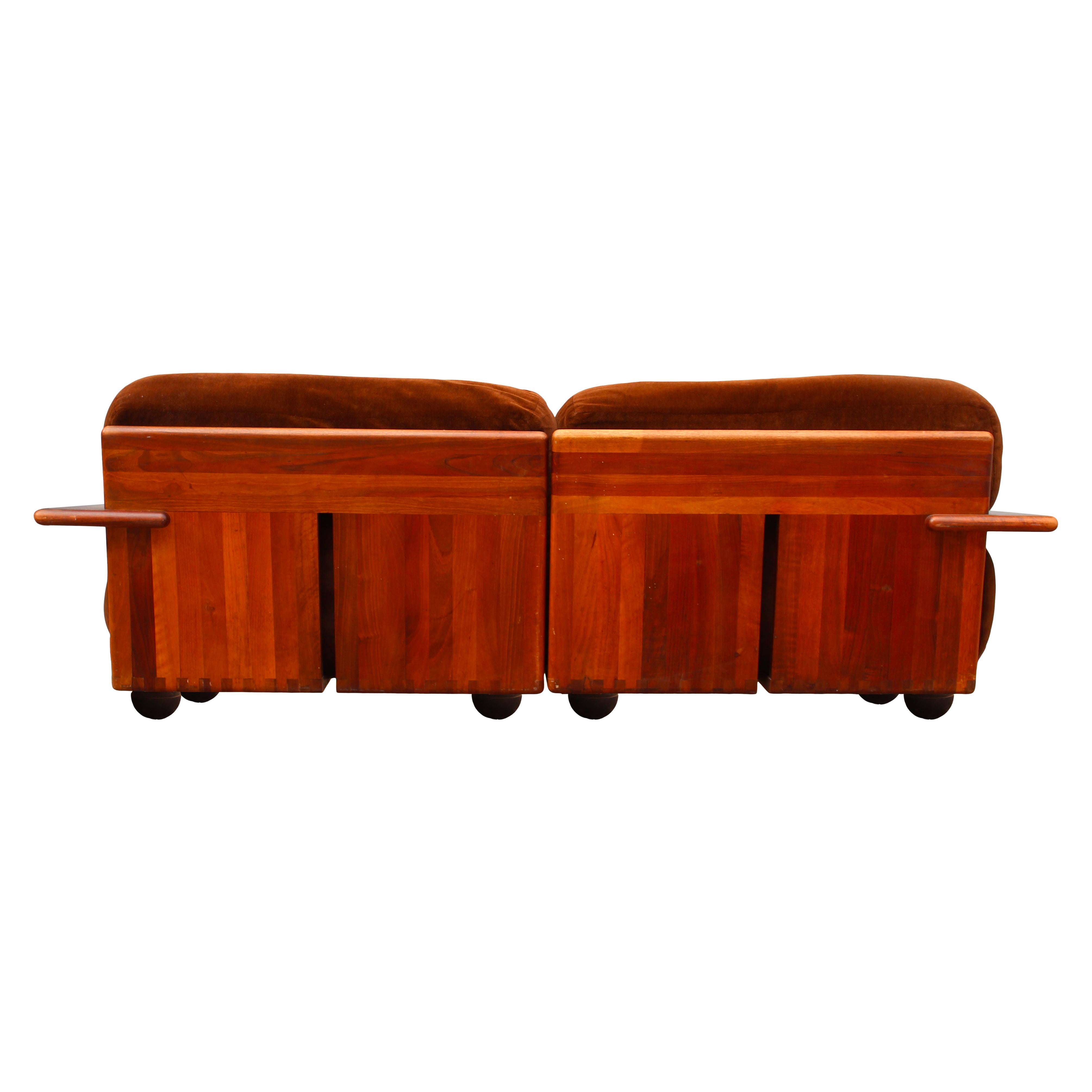 Mario Bellini Divano modulare in velluto marrone Pianura per Cassina, 1970, Set di 3 in vendita 5