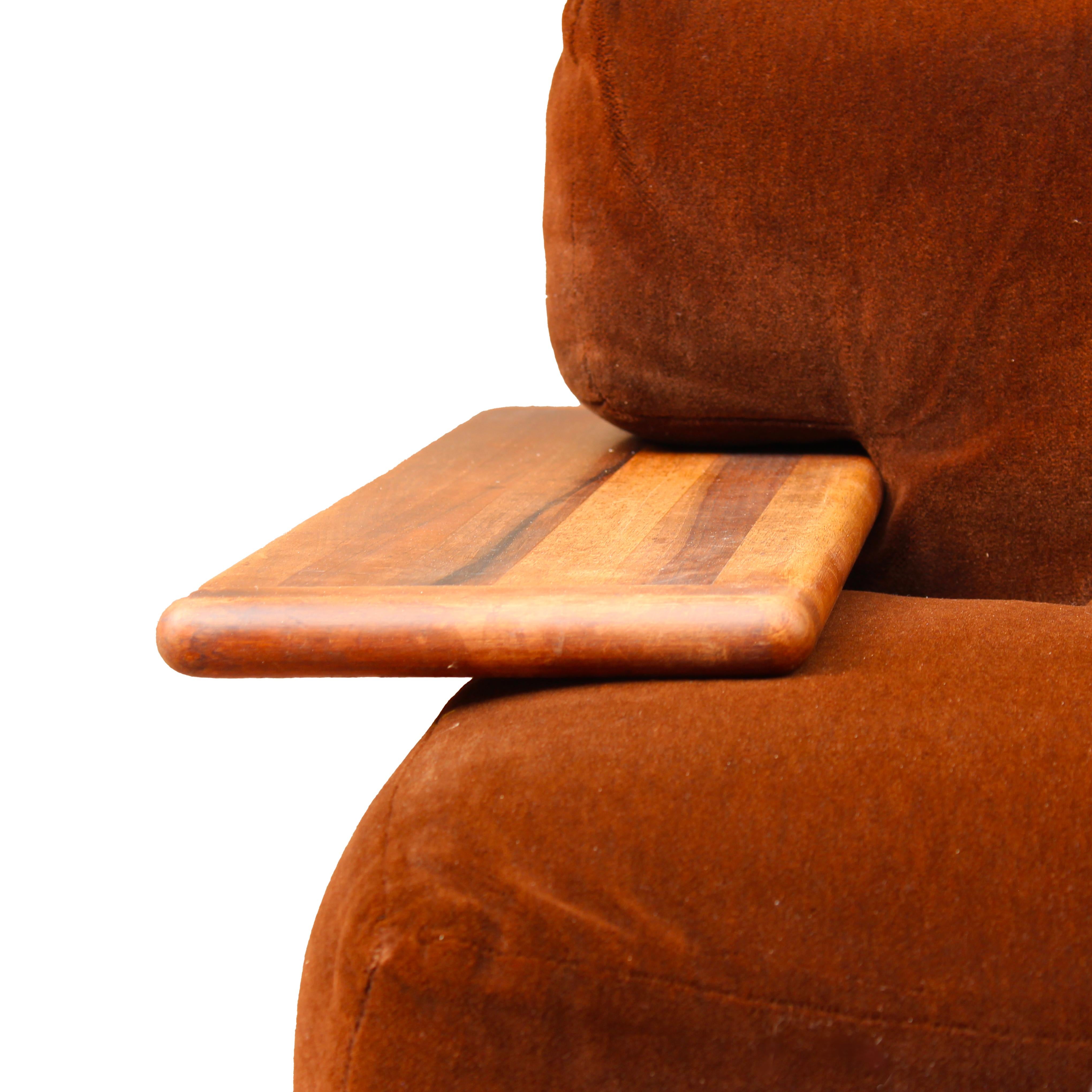 Mario Bellini Divano modulare in velluto marrone Pianura per Cassina, 1970, Set di 3 in vendita 10