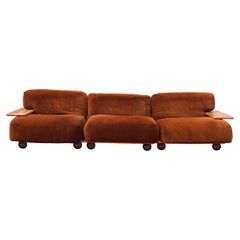 Mario Bellini Brown Velvet Pianura Modular Sofa for Cassina, 1970, Set of 3