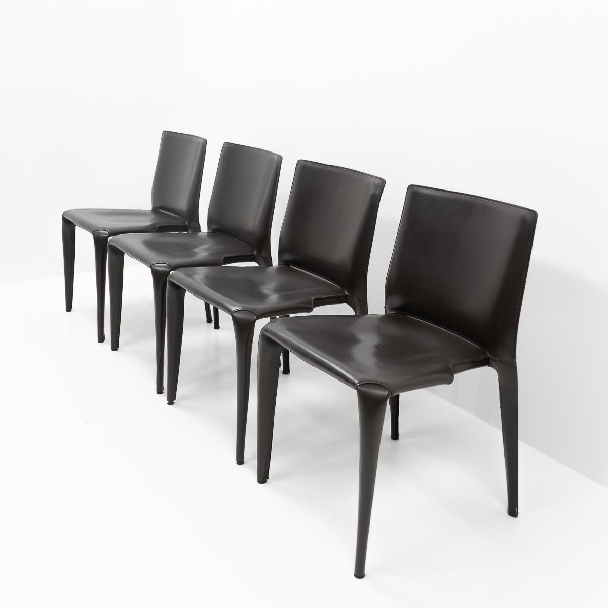 Mid-Century Modern Mario Bellini “Bull” Side Chairs for Cassina, Set of Four, 1990s For Sale