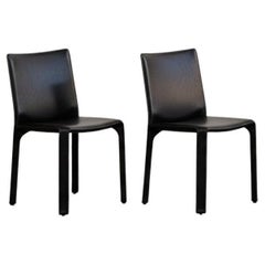 Mario Bellini "CAB 412" per Cassina, pelle nera, 1978, set di 2 sedie
