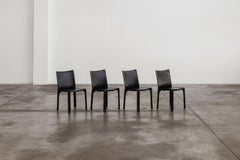 Mario Bellini "CAB 412” Chairs for Cassina, Black Leather, 1978, Set of 4