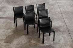 Chaises "CAB 412" pour Cassina, cuir noir, 1978, lot de 6