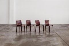 Mario Bellini "CAB 412” Chairs for Cassina, Bordeaux Leather, Set of 4