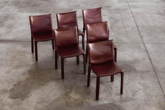 Mario Bellini "CAB 412” Chairs for Cassina, Bordeaux Leather, Set of 6