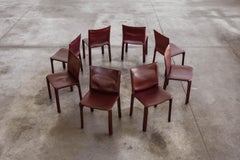 Mario Bellini "CAB 412” Chairs for Cassina, Bordeaux Leather, Set of 8