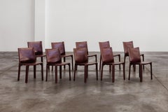 Mario Bellini "CAB 412” Chairs for Cassina, Bordeaux Leather, Set of 10