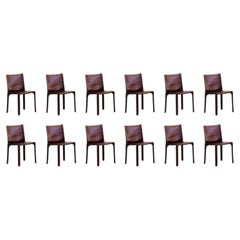 Mario Bellini "CAB 412” Chairs for Cassina, Bordeaux Leather, Set of 12