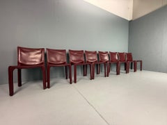 Mario Bellini "CAB 412” Chairs for Cassina, Bordeaux Leather, Set of 8, 1978
