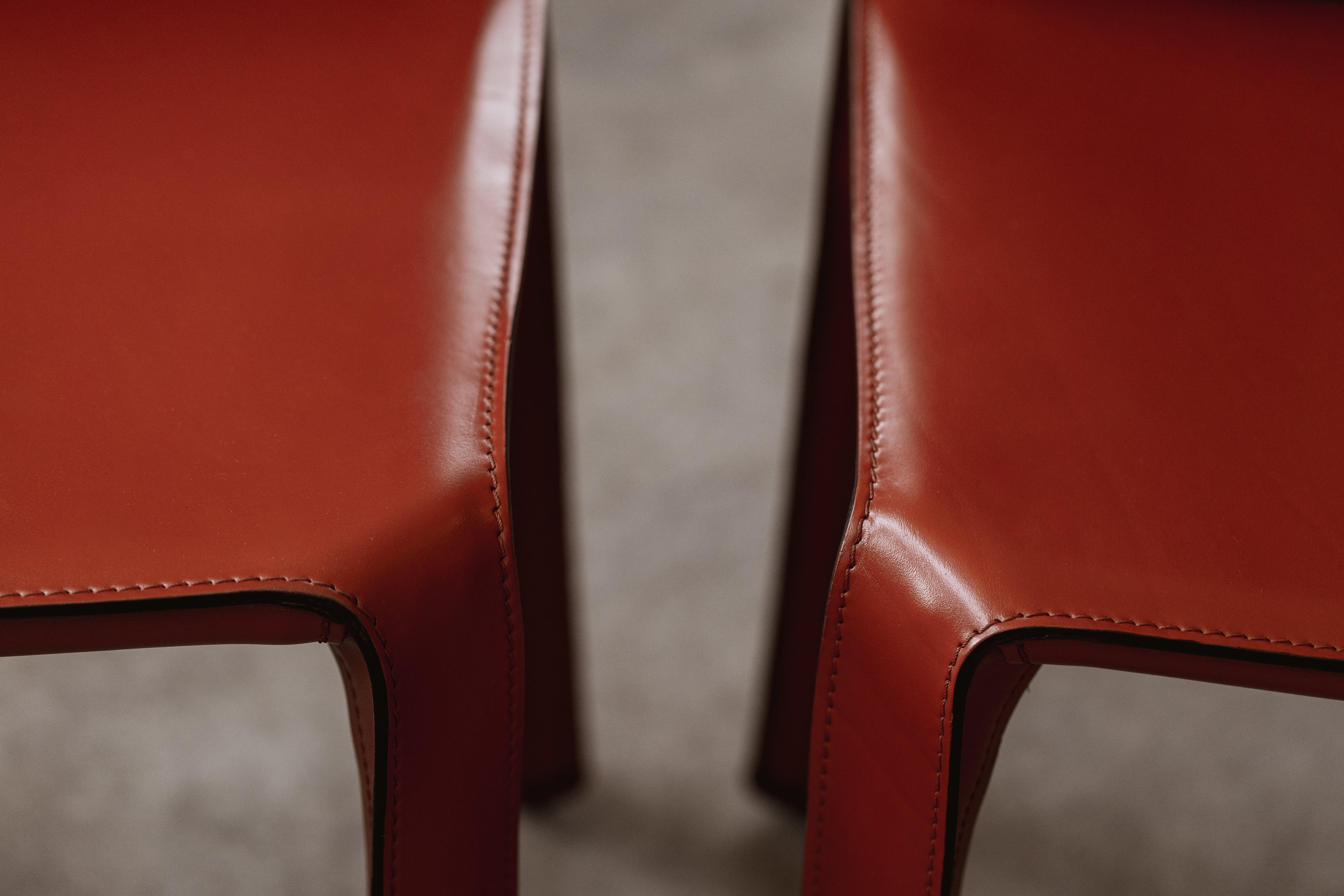 Mario Bellini „CAB 412 Stühle für Cassina, chinesisches rotes Leder, 1978, Set von 10 Stühlen im Angebot 2