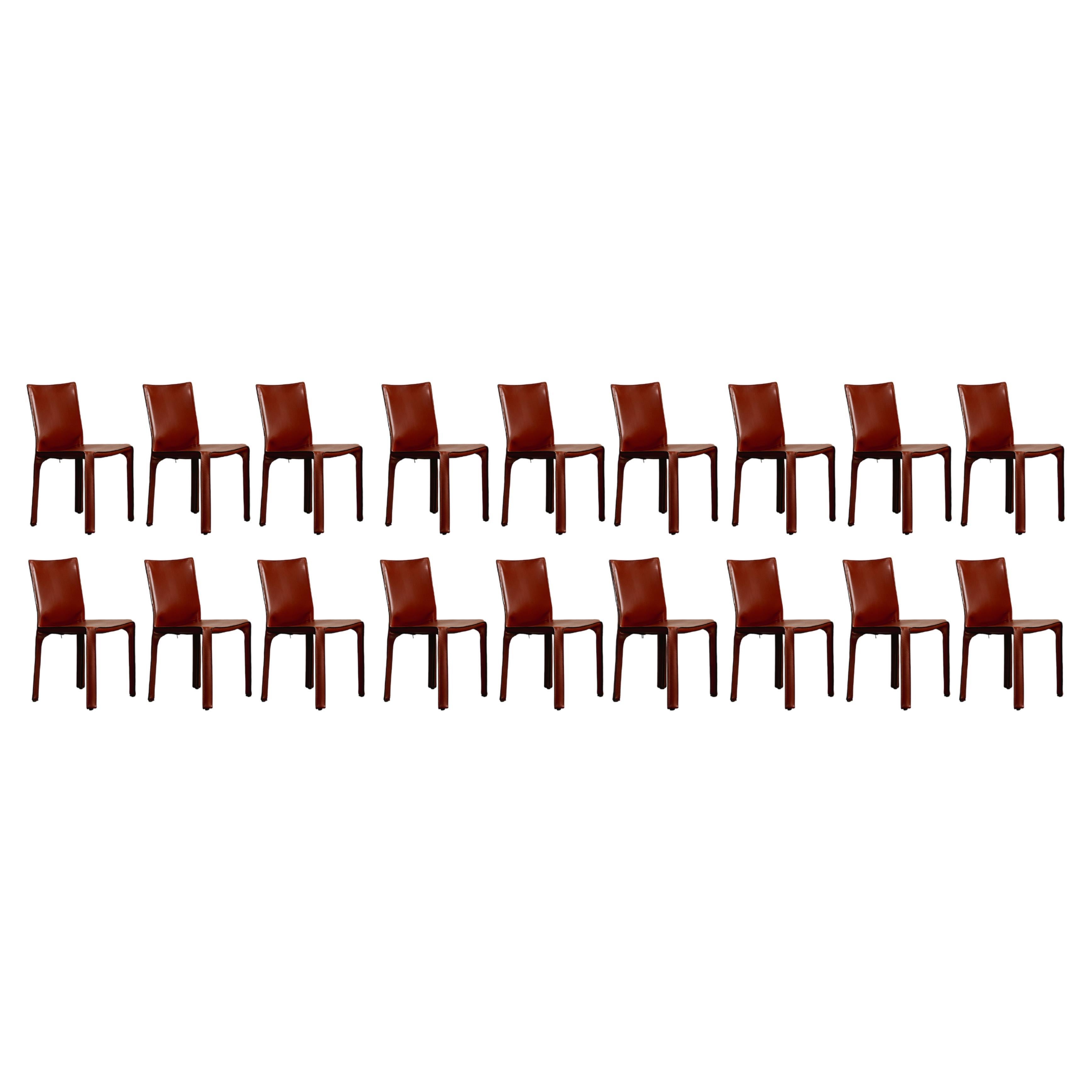 Mario Bellini "CAB 412" Stühle für Cassina, China Rotes Leder, 1978, Satz von 18