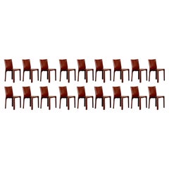 Mario Bellini "CAB 412" Stühle für Cassina, China Rotes Leder, 1978, Satz von 18