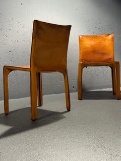 Mario Bellini "CAB 412” Chairs for Cassina, Havana Leather, 1978, Set of 8