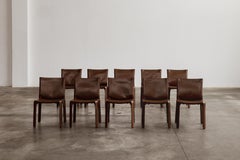 Mario Bellini "CAB 412” Chairs for Cassina, Hazelnut Leather, 1978, Set of 10
