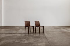 Sedie "CAB 412" di Mario Bellini per Cassina, in pelle nocciola, 1978, Set di 2