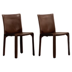 Mario Bellini "CAB 412” Chairs for Cassina, Hazelnut Leather, 1978, Set of 2