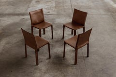 Mario Bellini "CAB 412” Chairs for Cassina, Hazelnut Leather, 1978, Set of 4