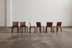 Mario Bellini "CAB 412" Stühle für Cassina, Haselnussleder, 1978, 6-teilig