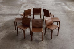 Chaises Mario Bellini "CAB 412" pour Cassina, cuir noisette, 1978, lot de 8
