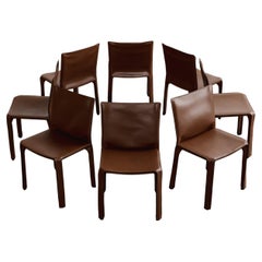 Mario Bellini "CAB 412" Stühle für Cassina, Haselnussleder, 1978, 8-teilig