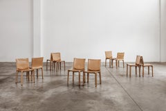 Mario Bellini "CAB 412" per Cassina, pelle naturale, 1978, set di 10 sedie