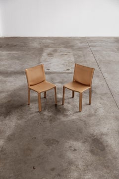 Mario Bellini "CAB 412” Chairs for Cassina, Natural Leather, 1978, Set of 2