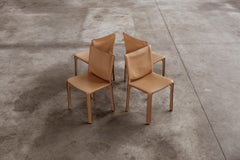 Mario Bellini "CAB 412” Chairs for Cassina, Natural Leather, 1978, Set of 4