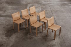 Mario Bellini "CAB 412” Chairs for Cassina, Natural Leather, 1978, Set of 6