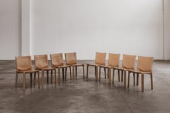 Sillas "CAB 412" de Mario Bellini para Cassina, cuero natural, 1978, lote de 8