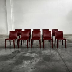 Sedie "CAB 412" di Mario Bellini per Cassina, pelle rossa russa, set di 10 pezzi