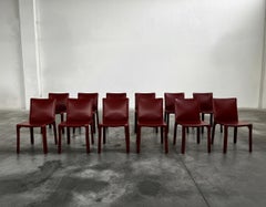 Mario Bellini "CAB 412” Chairs for Cassina, Russian Red Leather, Set of 12