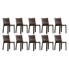 Mario Bellini pour Cassina, chaises CAB 412 en cuir de tabac, 1978, lot de 10