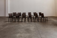 Mario Bellini Sillas "CAB 412" para Cassina, cuero tabaco, 1978, lote de 12