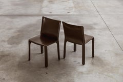 Mario Bellini "CAB 412” Chairs for Cassina, Tobacco Leather, 1978, Set of 2