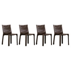 Mario Bellini pour Cassina, ensemble de 4 chaises CAB 412 en cuir de tabac, 1978
