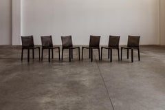 Mario Bellini "CAB 412” Chairs for Cassina, Tobacco Leather, 1978, Set of 6