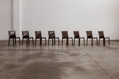 Mario Bellini "CAB 412” Chairs for Cassina, Tobacco Leather, 1978, Set of 8