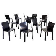 Mario Bellini CAB 412 Stühle aus schwarzem Sattelleder für Cassina