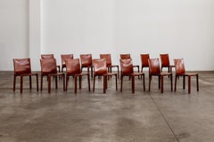 Mario Bellini "CAB 412” Chairs for Cassina, China Red Leather 1978, Set of 14