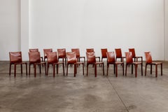 Mario Bellini "CAB 412" Chairs for Cassina, China Red Leather, 1978, Set of 18