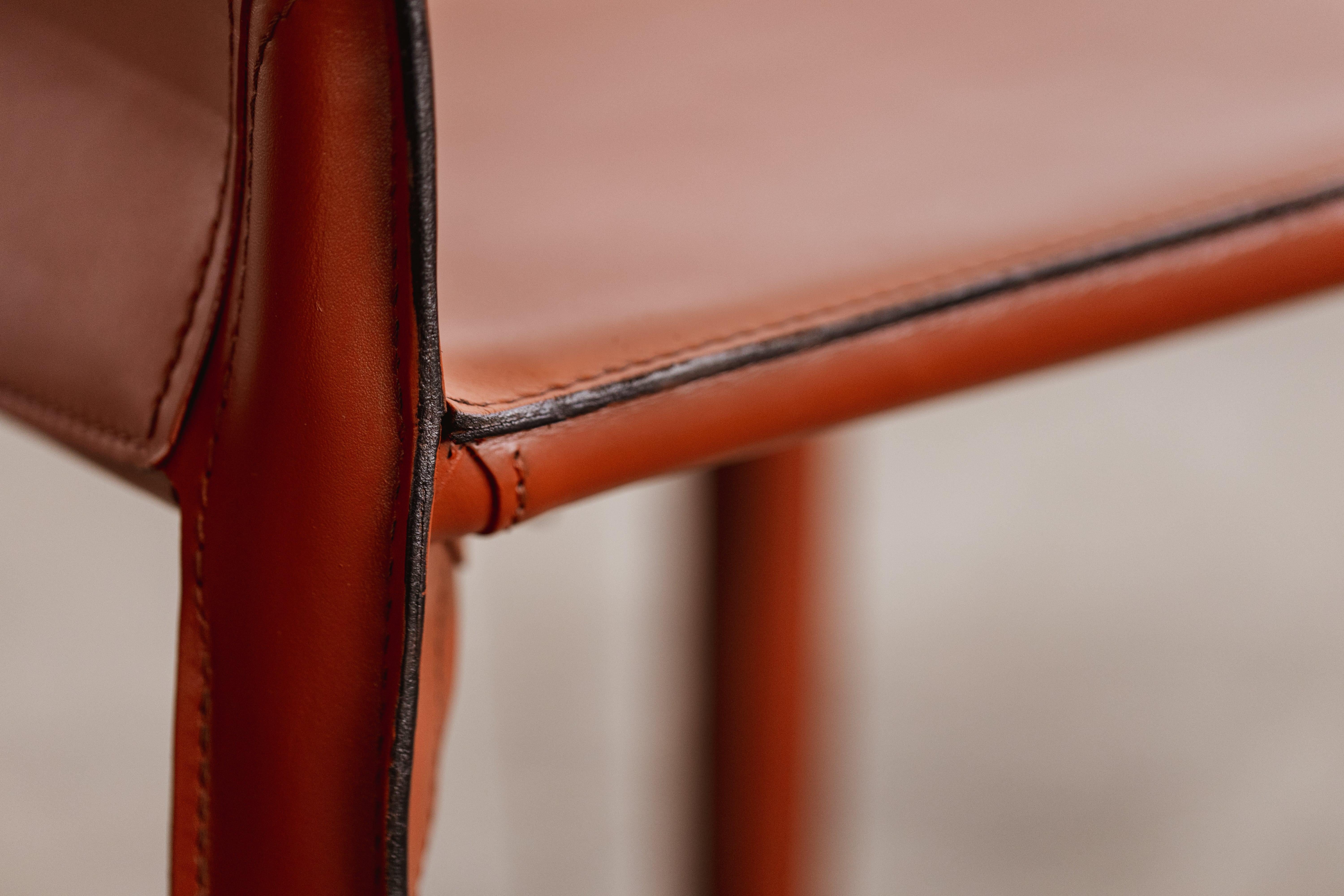 Mario Bellini „CAB 412 Stühle für Cassina, chinesisches rotes Leder, 1978, 2er-Set, Set im Angebot 6