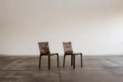 Mario Bellini "CAB 412” Chairs for Cassina, Tobacco Leather, 1978, Set of 2