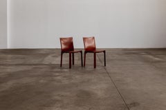 Mario Bellini "CAB 412” Chairs for Cassina, China Red Leather, 1978, Set of 2