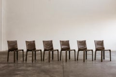 Mario Bellini "CAB 412” Chairs for Cassina, Tobacco Leather, 1978, Set of 6