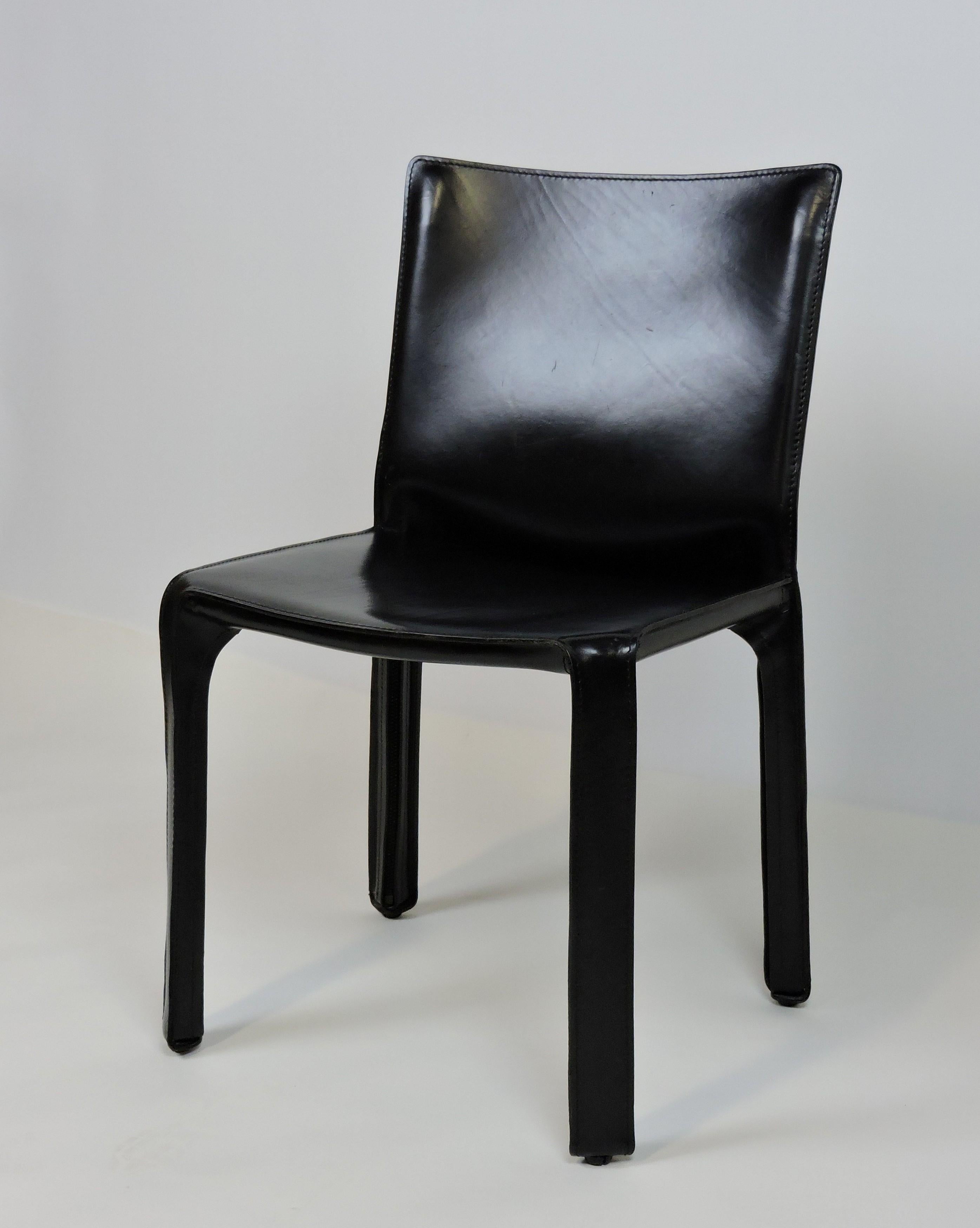 Mario Bellini CAB 412 Italian Modern Black Leather Side Chair for Cassina 6
