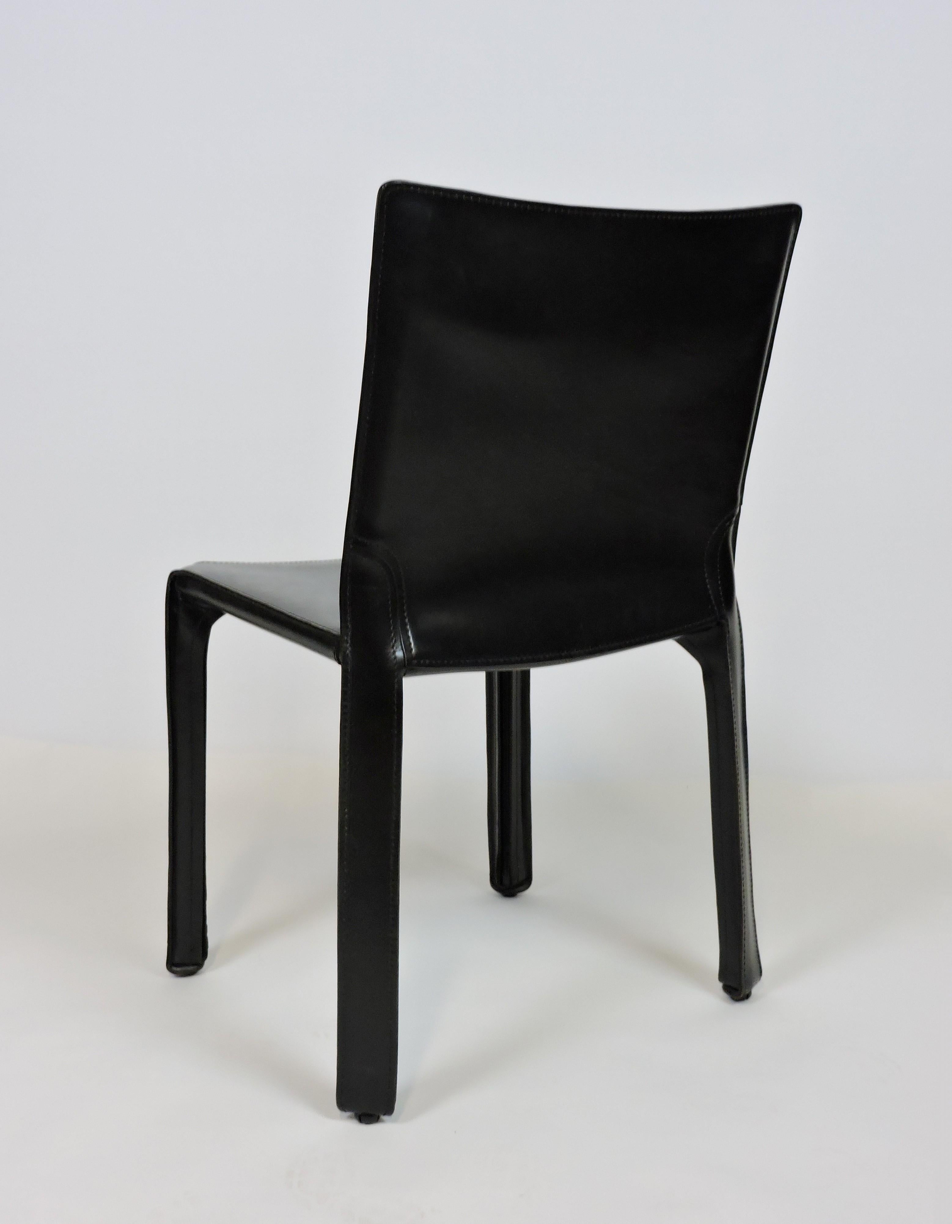 Mario Bellini CAB 412 Italian Modern Black Leather Side Chair for Cassina In Good Condition In Chesterfield, NJ