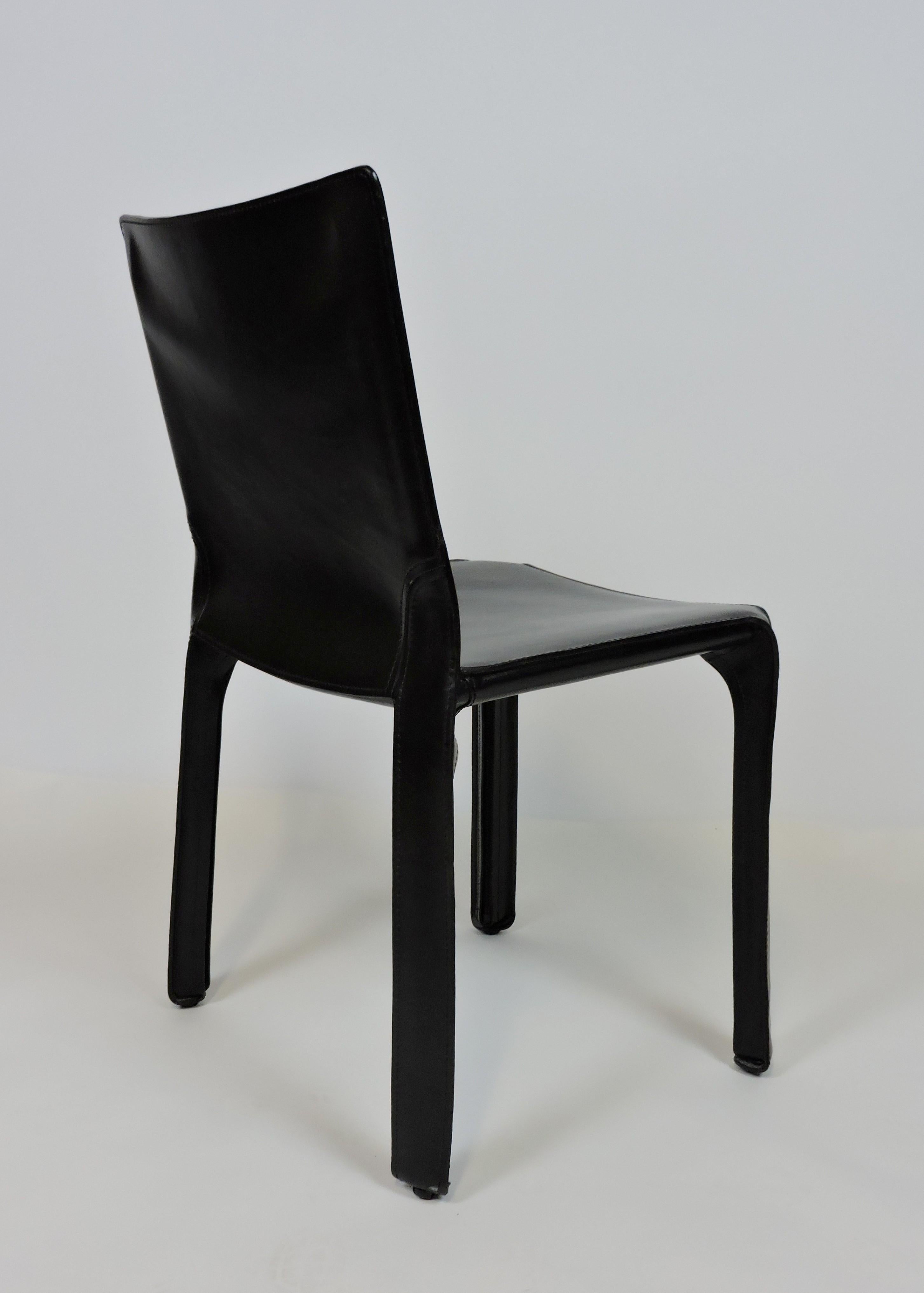 Mario Bellini CAB 412 Italian Modern Black Leather Side Chair for Cassina 1