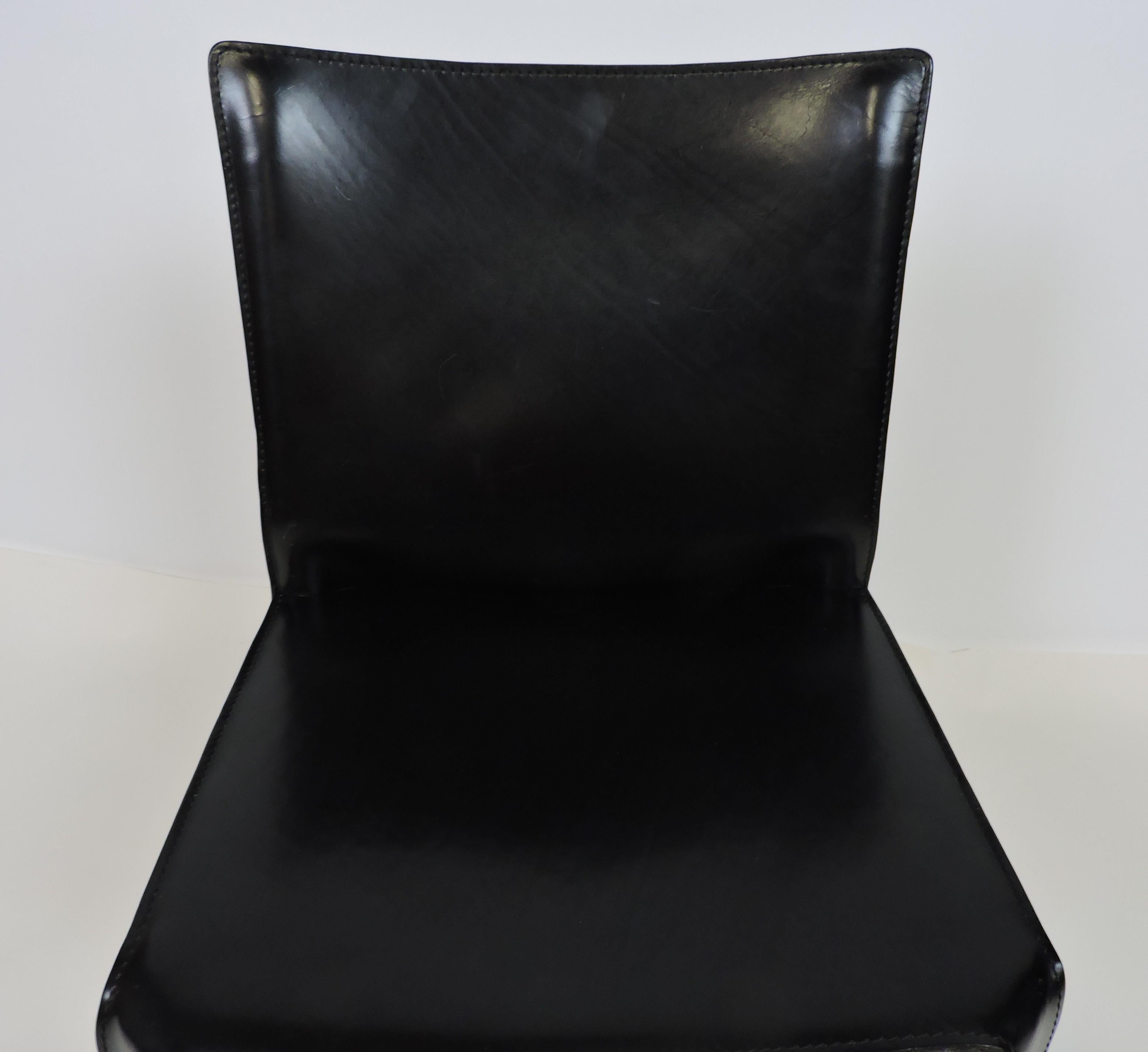 Mario Bellini CAB 412 Italian Modern Black Leather Side Chair for Cassina 2